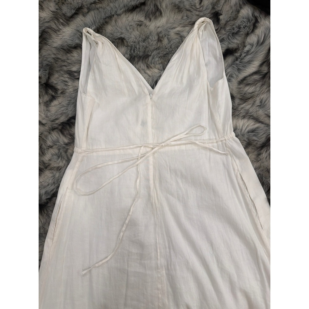 Gap White V-Neck Grecian Sleeveless Maxi Dress with Pockets Size 10 - Picture 7 of 9